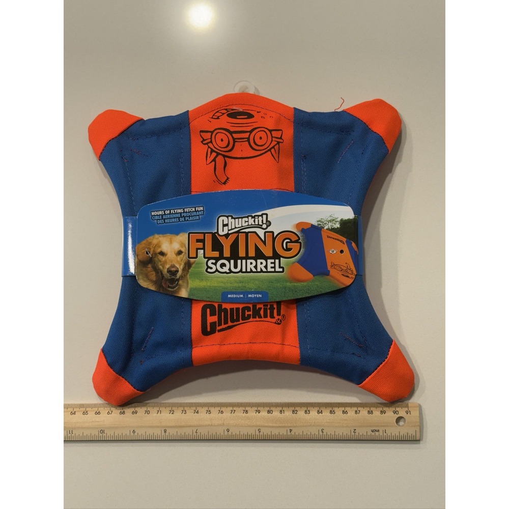 Chuckit! Flying Squirrel Medium Floating Canvas Dog Toy Orange Blue - Picture 13 of 16